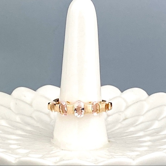 Romantic 5 Stone Pink Morganite Rose Gold Ring 1.33 ctw 6.5 6 1/2 - Picture 3 of 7